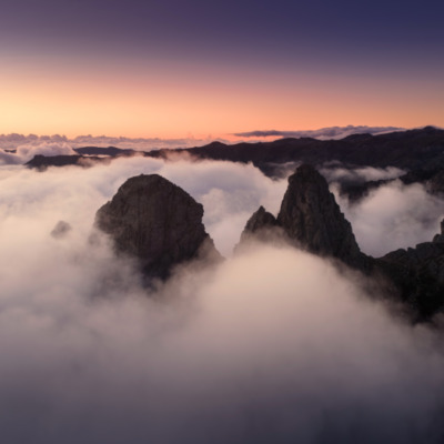 Les Aiguilles de Bavella au coucher de soleil drone