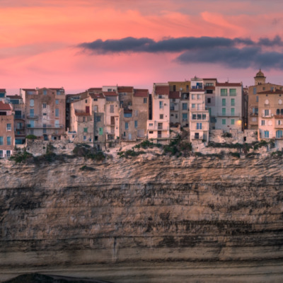 Bonifacio au coucher de soleil drone