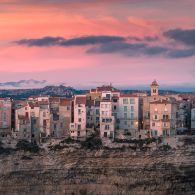 Bonifacio au coucher de soleil drone