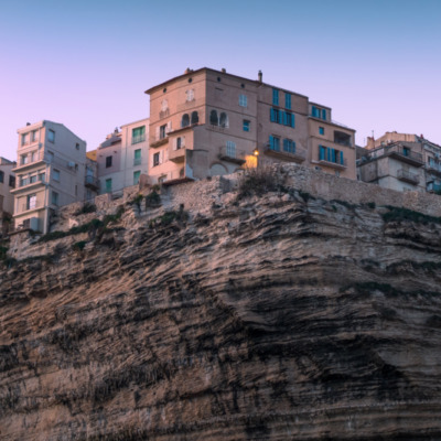 Bonifacio au coucher de soleil drone