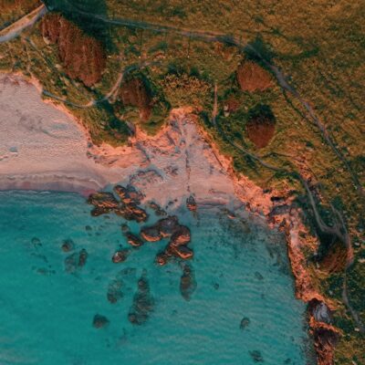 Plage de Capo di Feno au coucher de soleil