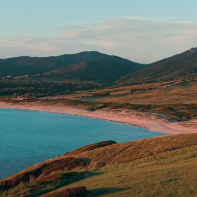 Plage de Capo di Feno au coucher de soleil