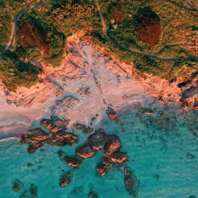 Plage de Capo di Feno au coucher de soleil