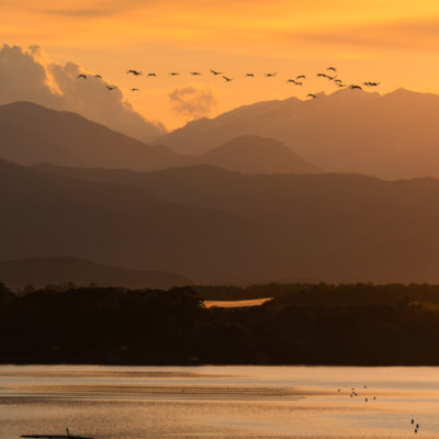 Etang de Diana au coucher de soleil