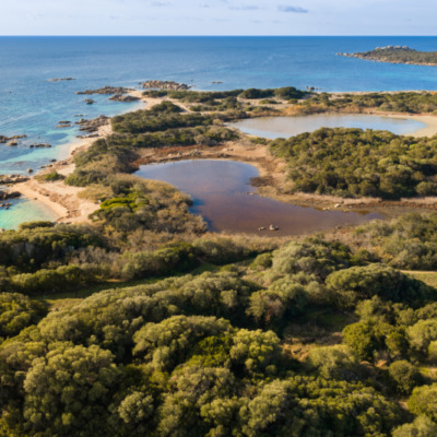 Plage des vestiges San Giovanni Pianottoli-Caldarello drone