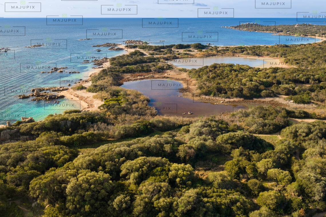 Plage des vestiges San Giovanni Pianottoli-Caldarello drone