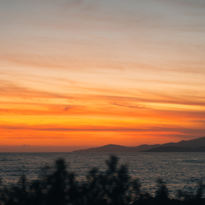 Plage du Liamone au coucher de soleil