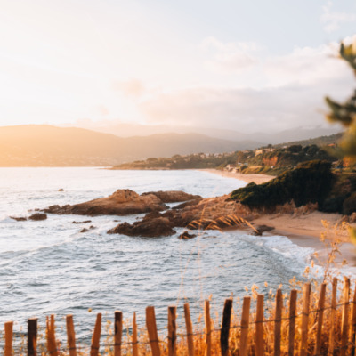 Plage de Sagone au coucher de soleil