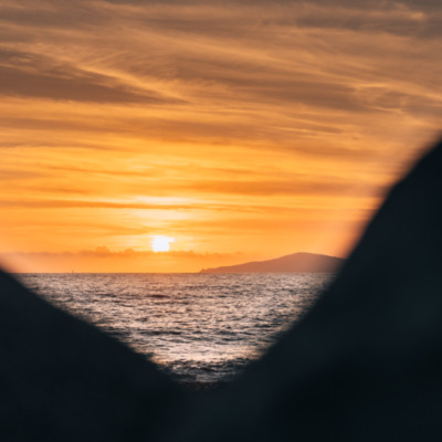 Plage du Liamone au coucher de soleil