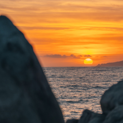 Plage du Liamone au coucher de soleil