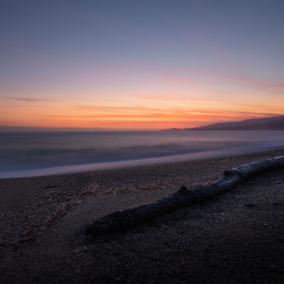Plage du Liamone au coucher de soleil