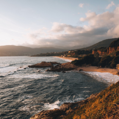 Plage de Sagone au coucher de soleil