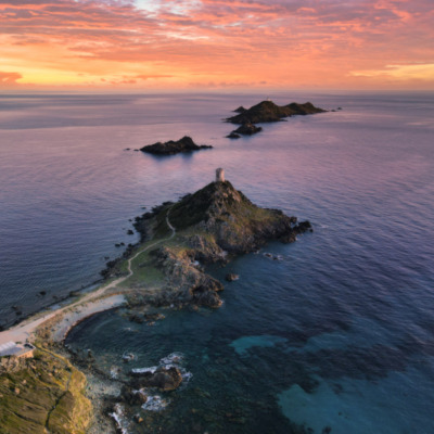 Coucher de soleil sur les Iles Sanguinaires Ajaccio drone