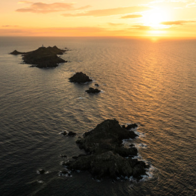 Coucher de soleil sur les Iles Sanguinaires Ajaccio drone