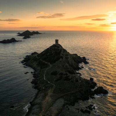 Coucher de soleil sur les Iles Sanguinaires Ajaccio drone