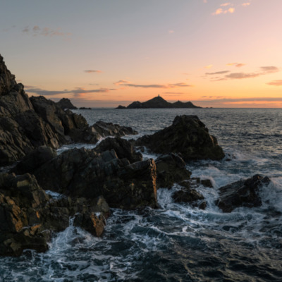 Coucher de soleil sur les Iles Sanguinaires Ajaccio drone