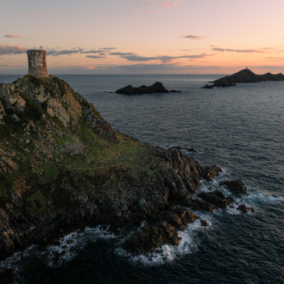 Coucher de soleil sur les Iles Sanguinaires Ajaccio drone
