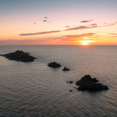 Coucher de soleil sur les Iles Sanguinaires Ajaccio drone