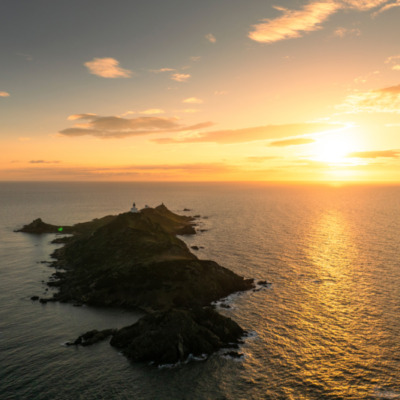 Coucher de soleil sur les Iles Sanguinaires Ajaccio drone