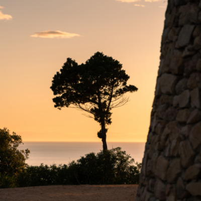 Tour génoise de l'Isolella au coucher de soleil