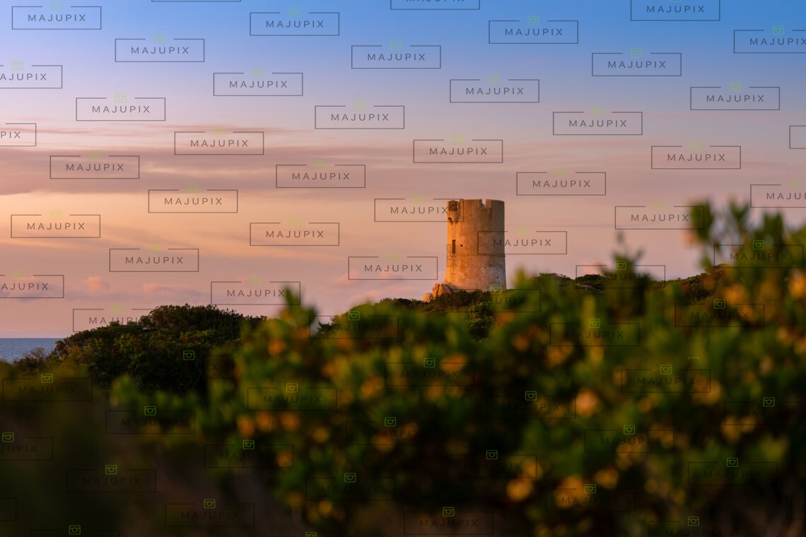 Tour génoise d'Olmeto au lever de soleil Monacia-d'Aullène