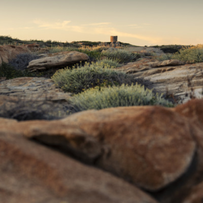 Tour génoise de la pointe de Spano au coucher de soleil
