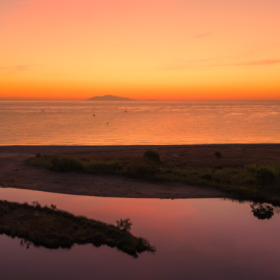 Lever de soleil sur l'étang de Biguglia