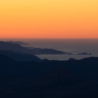 Coucher de soleil depuis Gratera avec vue sur l'Ile-Rousse