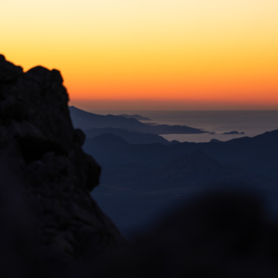 Coucher de soleil sur l'Ile-Rousse depuis Gratera