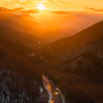 Route de Vizzavona  au coucher de soleil