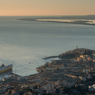 Bastia depuis Ville di Pietrabugno au lever de soleil
